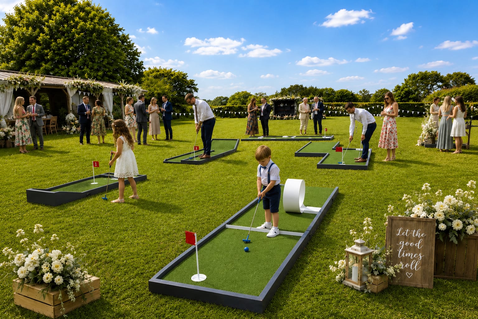 Swing and Ping portable crazy golf at an outdoor celebration